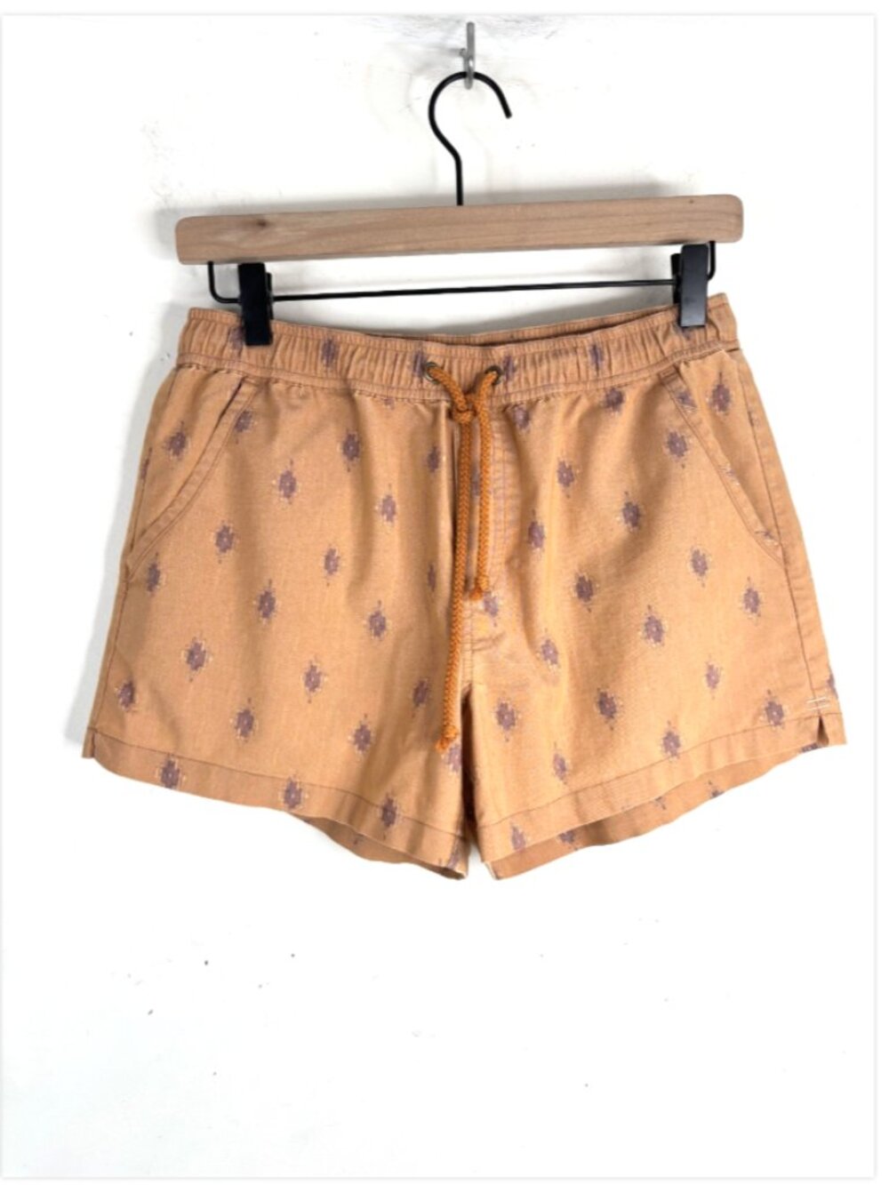 Toad&Co Organic Cotton Pull On Twill Shorts S Burnt Orange Pockets 3" Boho Indie